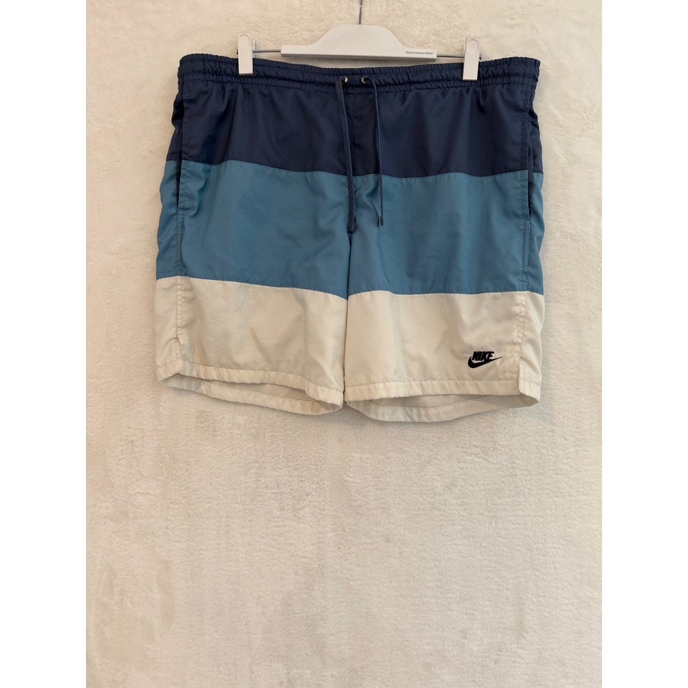 Nike Mens L Swim Trunks Colorblock Blue White Mesh Lined Board Shorts 5" Inseam